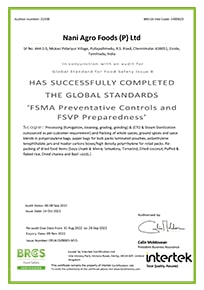 Nani Agro Foods FSMA Certificate