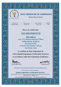 Nani Agro Foods GVCS Certificate